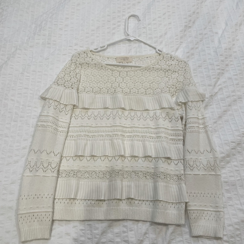 Sezane ivory lace sweater